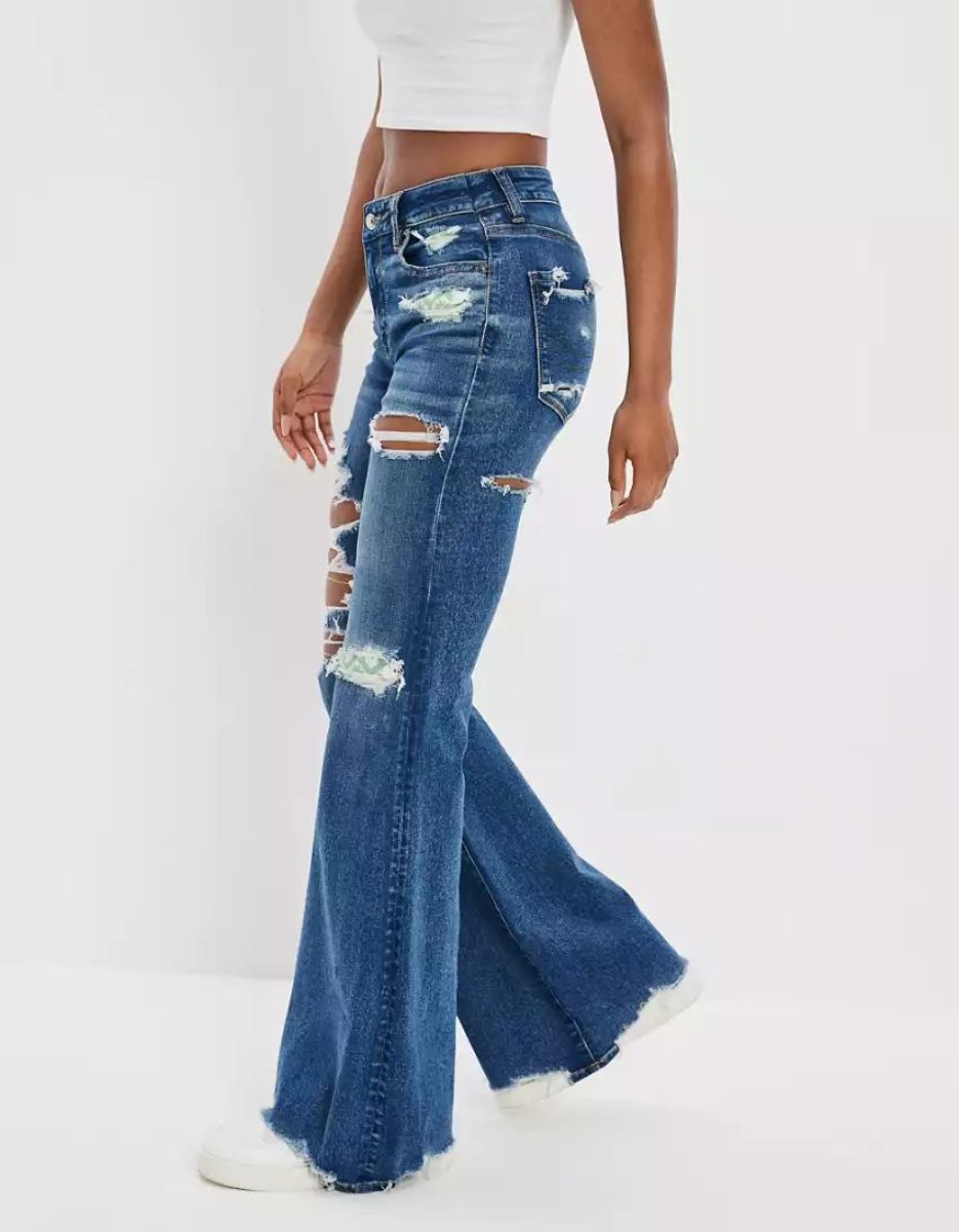 Jean American Eagle AE Ne(x)t Level Ripped Festival Flare Multicolore Femme | IOY-33748600